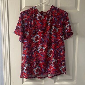 Red Paisley Short Sleeve Blouse